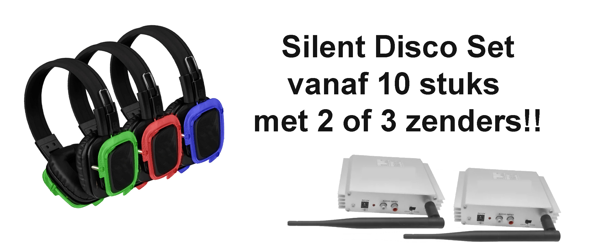 Silent Disco set huren, discofeestje gratis transport SDC Verhuur